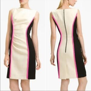 Milly Tabitha Gathered Wool Sleeveless Sheath Dress in Ivory Sz 6